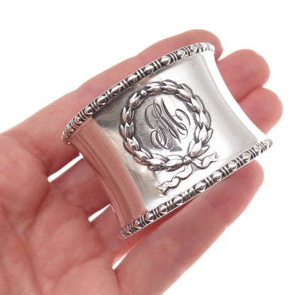 Gorham 925 Sterling Silver Antique Art Deco Engraved Monogram Napkin Ring B1546