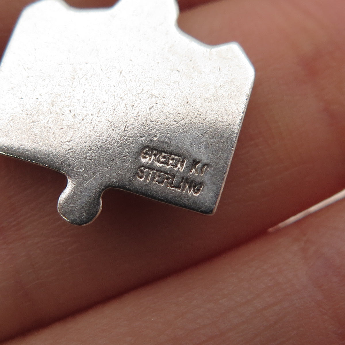 GREEN KC Sterling Silver Vintage Perfect Attendance Oxidized Mini Charm Pendant