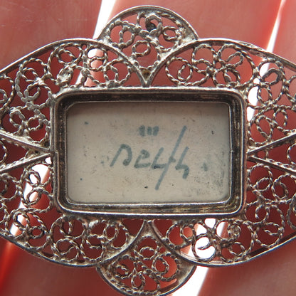 DELFT 835 Silver Vintage Dutch Ceramic Old Windmill Filigree Bracelet 6.75"