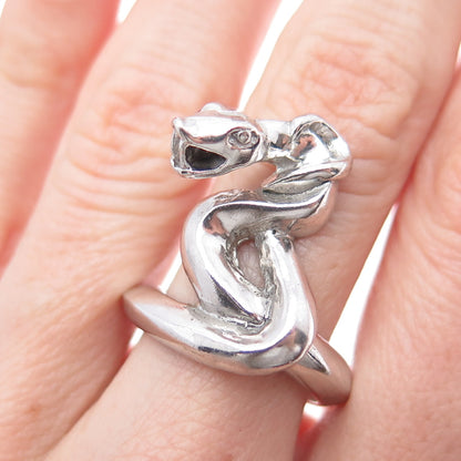 925 Sterling Silver Vintage Snake Ring Size 7.75