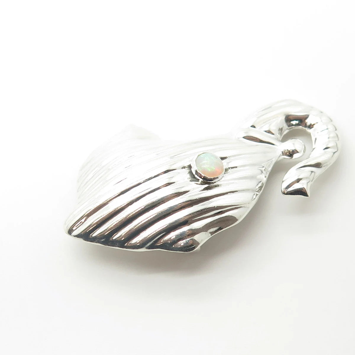925 Sterling Silver Vintage Mexico Real Opal Elephant Pin Brooch / Pendant