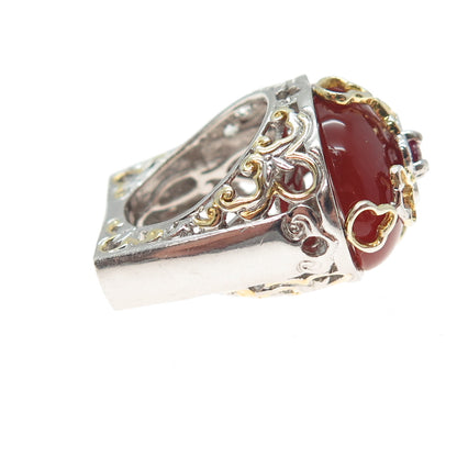 MICHAEL VALITUTTI Gems En Vogue Sterling 2-Tone Carnelian & Ruby Ring Size 5.25