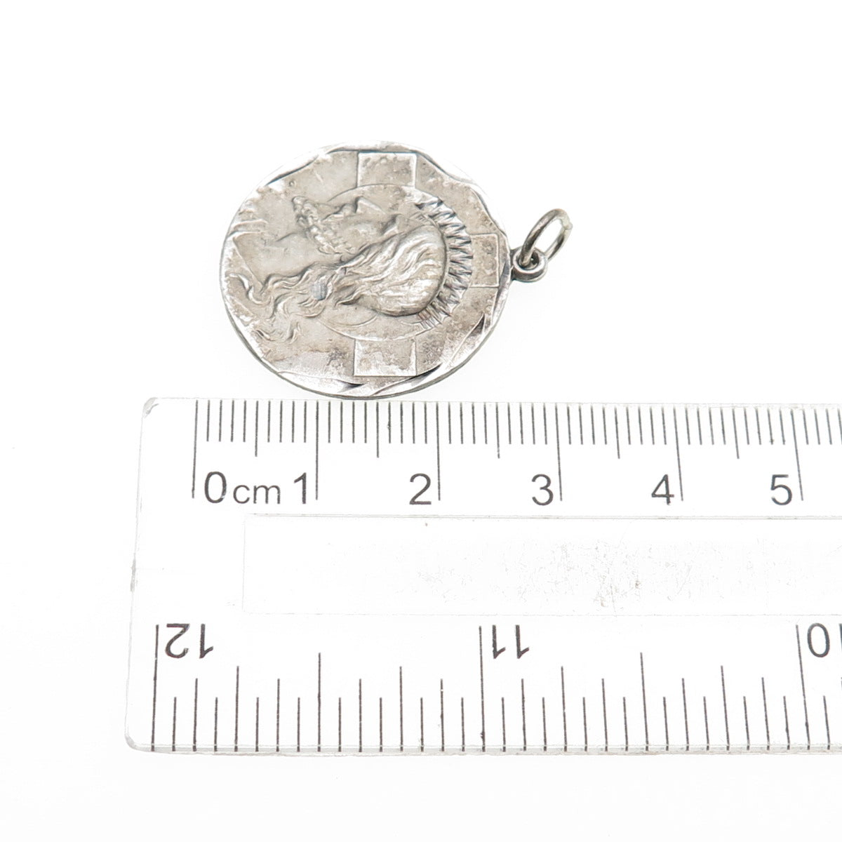 925 Sterling Silver Vintage I Am Baptist Jesus Medal Oxidized Charm Pendant