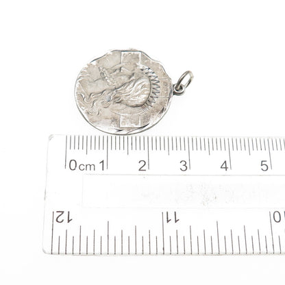 925 Sterling Silver Vintage I Am Baptist Jesus Medal Oxidized Charm Pendant