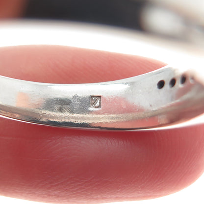 925 Sterling Silver Real Round-Cut Diamond Modernist Ring Size 9.25