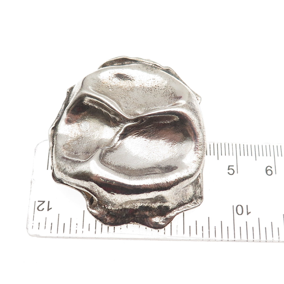 925 Sterling Silver Vintage Modernist Oxidized Pin Brooch / Pendant