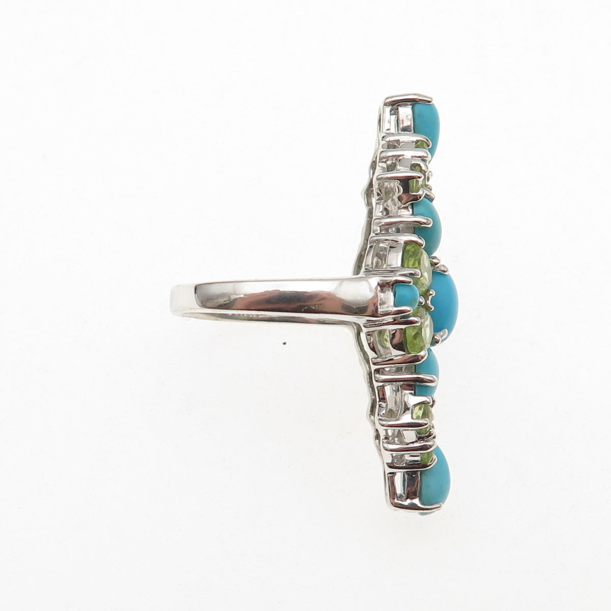 Chapal Zenray 925 Sterling Real Sleeping Beauty Turquoise Peridot Ring Size 8.25