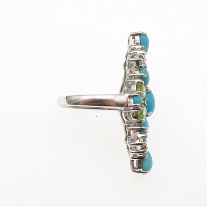 Chapal Zenray 925 Sterling Real Sleeping Beauty Turquoise Peridot Ring Size 8.25