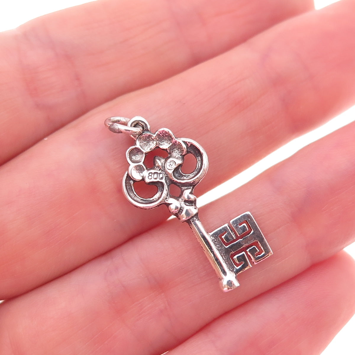 800 Silver Vintage Germany Bremen Key Oxidized Charm Pendant