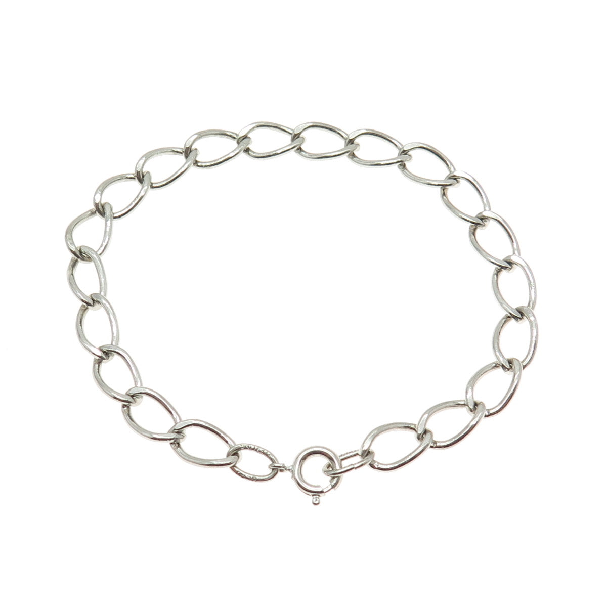 BEAU 925 Sterling Silver Vintage Oval Curb Link Bracelet 7.25"