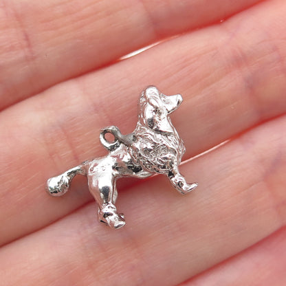 925 Sterling Silver Vintage Poodle Dog Mini 3D Charm Pendant