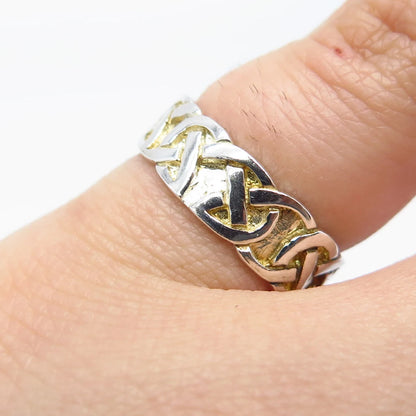 925 Sterling Silver Vintage Celtic Band Ring Size 4.5