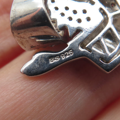 925 Sterling Silver Round-Cut C Z Jesus Charm Pendant