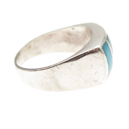 Old Pawn 925 Sterling Silver Vintage Southwestern Turquoise Tribal Ring Size 11