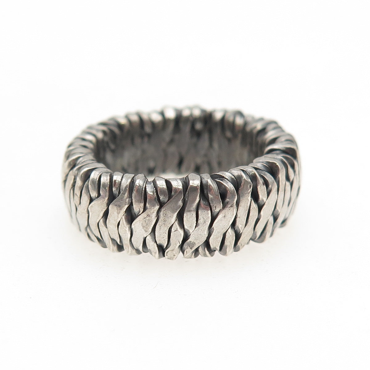 925 Sterling Silver Vintage BW Artisan European Modernist Band Ring Size 7.25