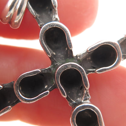 925 Sterling Silver Vintage Skull Cross Oxidized Gothic Pendant