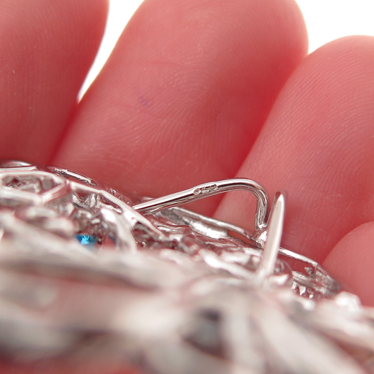 925 Sterling Silver Real Diamond & Apatite Floral Slide Pendant