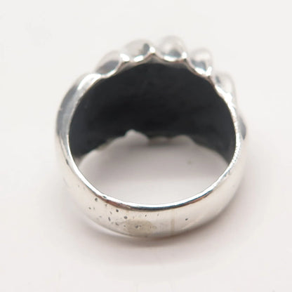 925 Sterling Silver Vintage Ribbed Ring Size 10.5