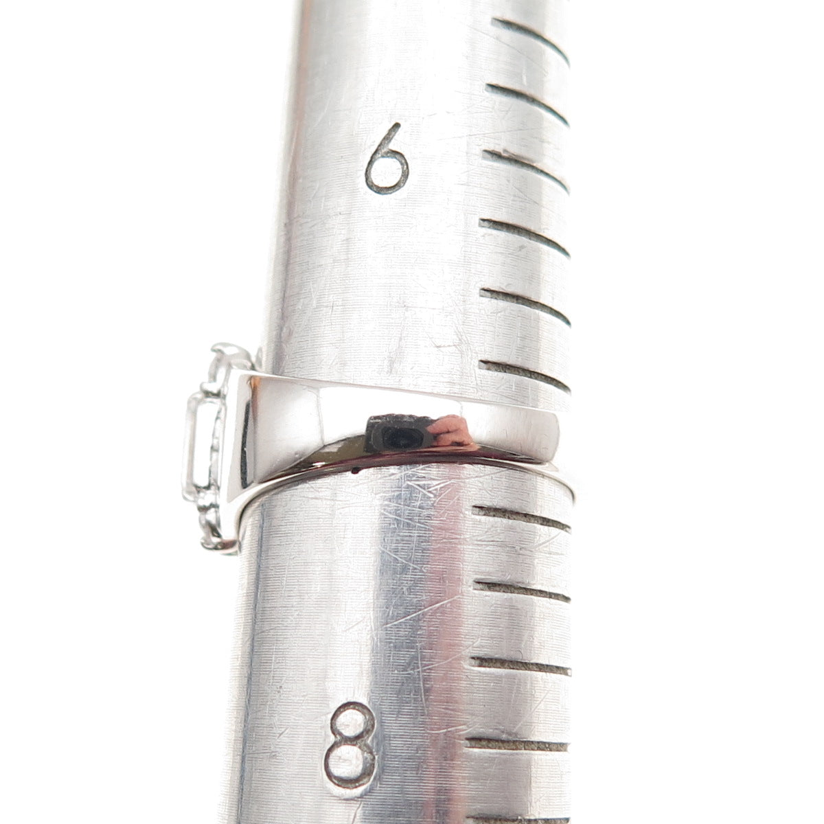 925 Sterling Silver Emerald & Round-Cut C Z Promise Ring Size 7