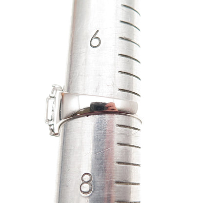 925 Sterling Silver Emerald & Round-Cut C Z Promise Ring Size 7