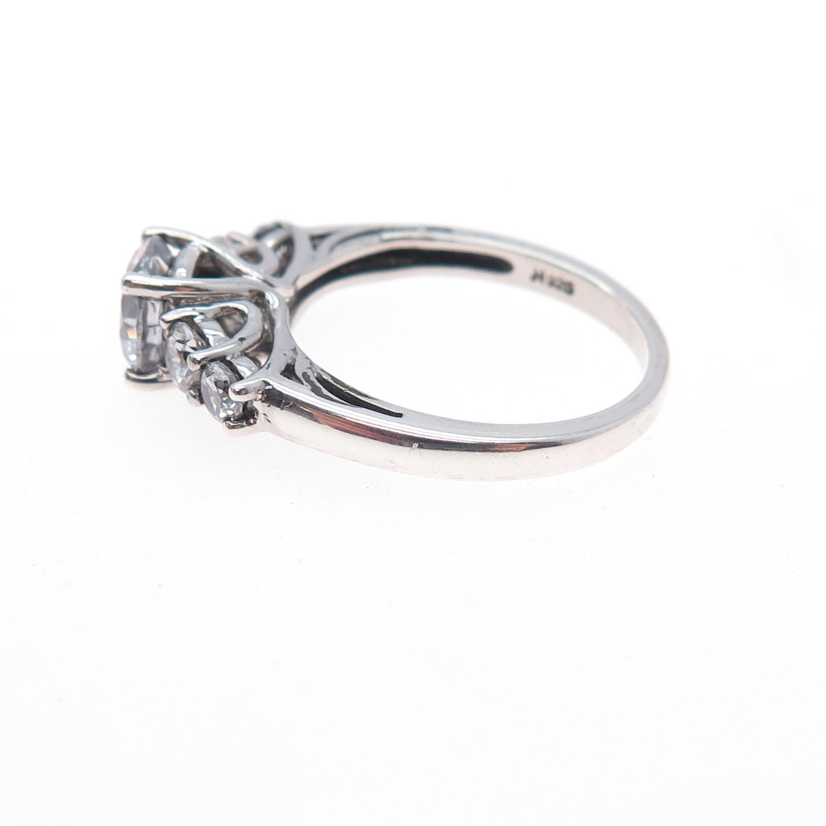 JH YOUNG 925 Sterling Silver Round-Cut C Z Engagement Ring Size 7