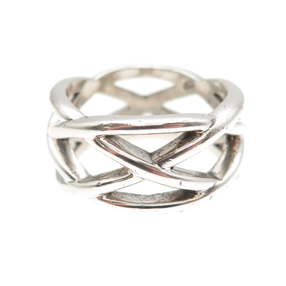 925 Sterling Silver Vintage Crisscross Ring Size 9.25