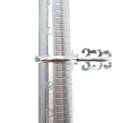 CAROLYN POLLACK 925 Sterling Vintage Turquoise Flower Double-Finger Ring Size 11