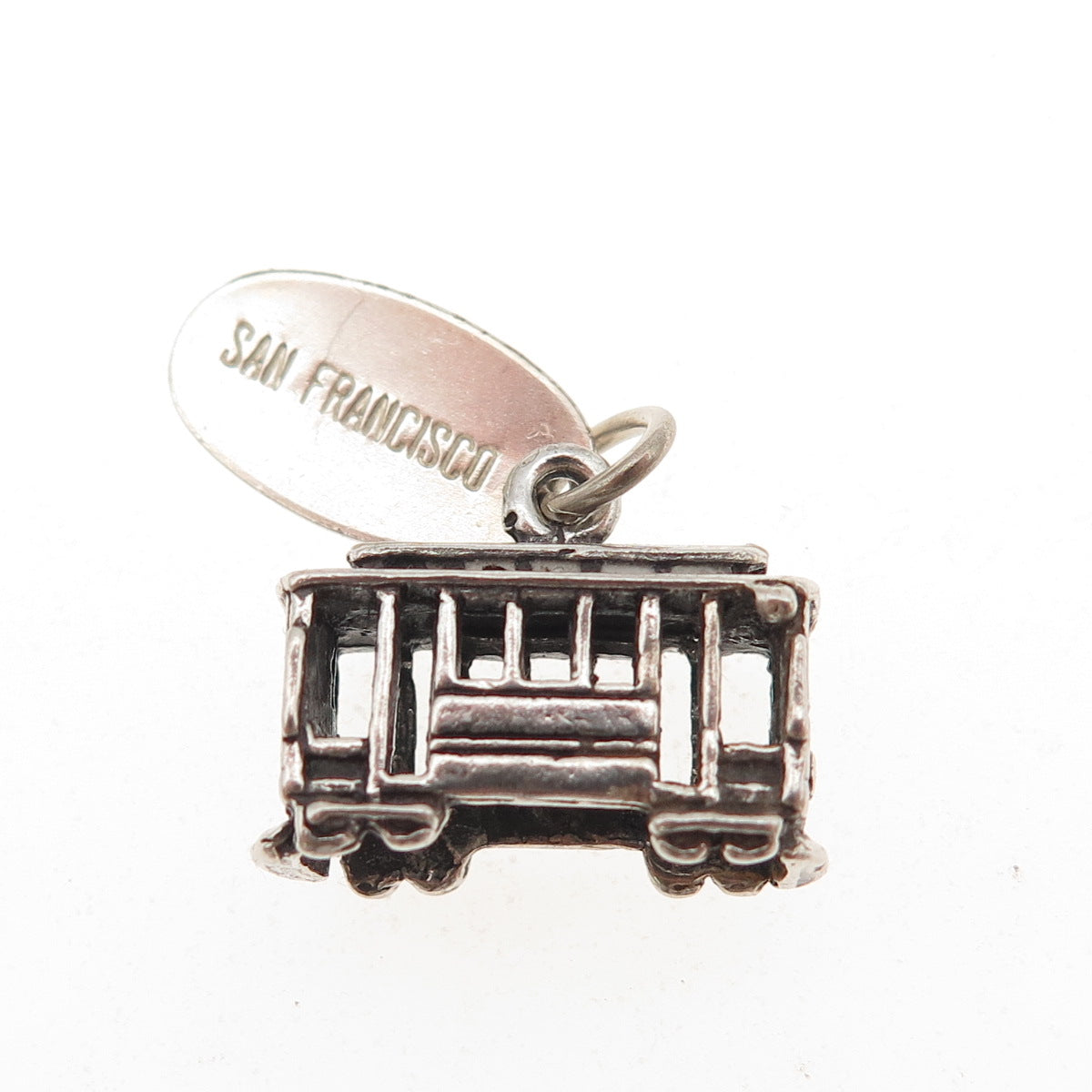 MAISELS INDIAN 925 Sterling Silver Vintage SF Cable Car 3D Mini Charm Pendant