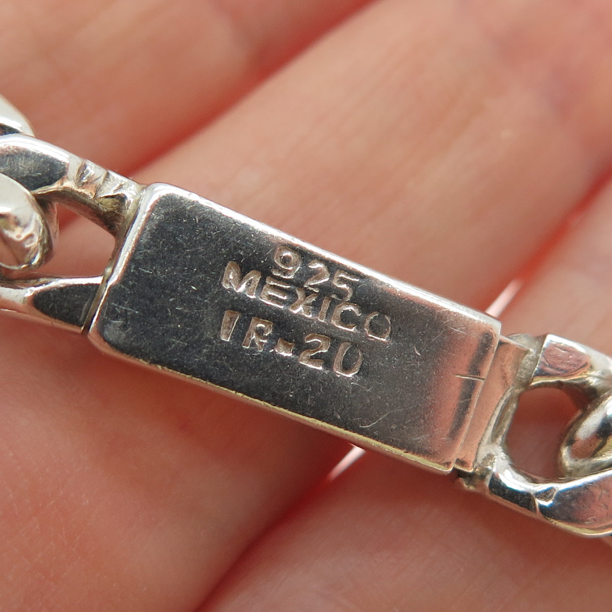 925 Sterling Silver Vintage Mexico Cuban Link Bracelet 7.5"