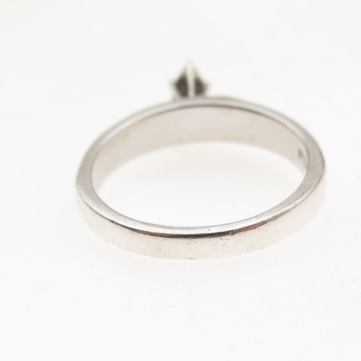 925 Sterling Silver Vintage Real Round-Cut Diamond Promise Ring Size 6.75