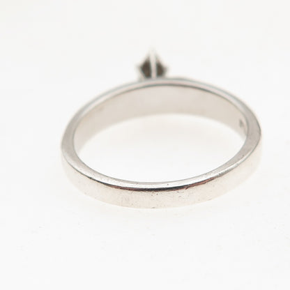 925 Sterling Silver Vintage Real Round-Cut Diamond Promise Ring Size 6.75