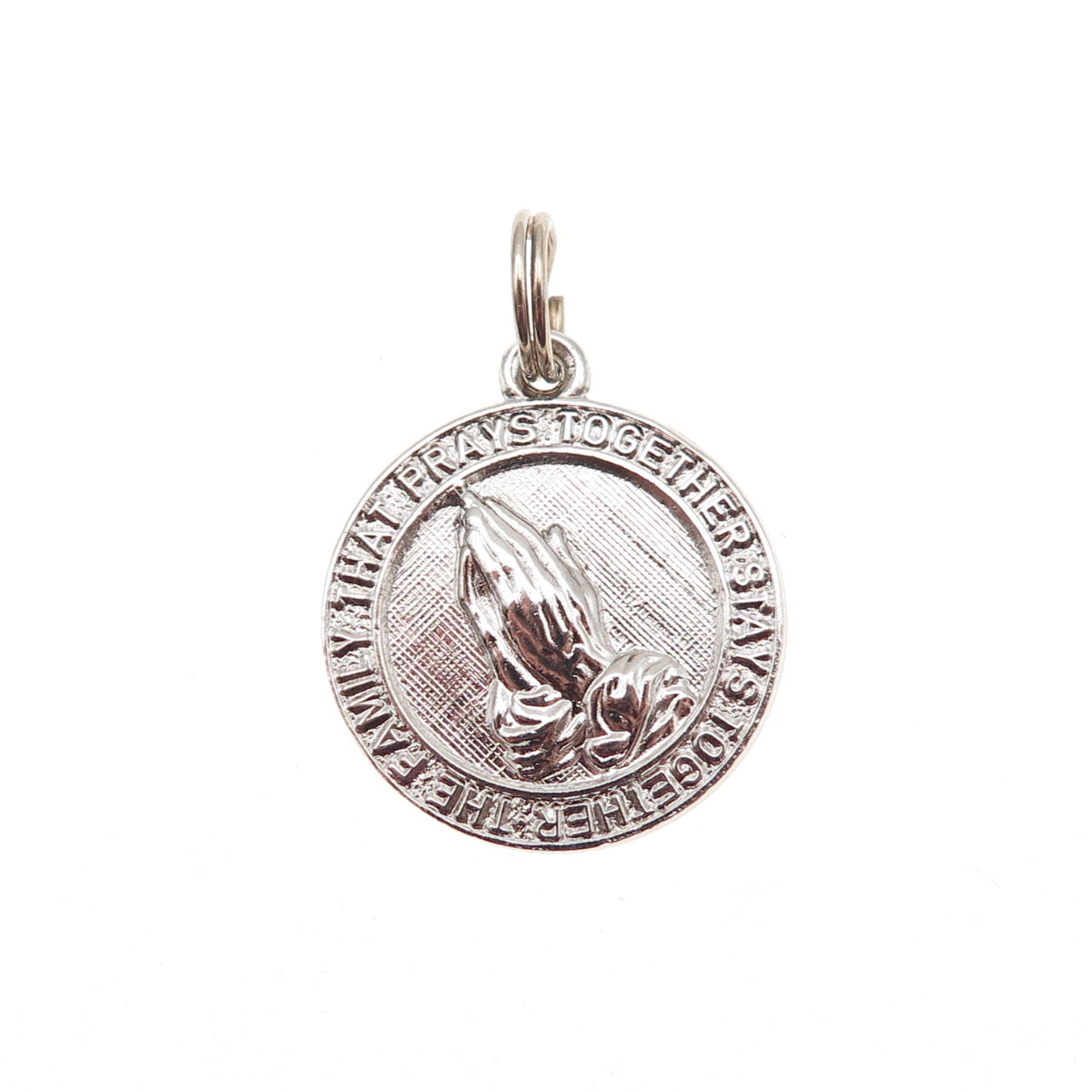 Rembrandt 925 Sterling Silver Vintage Family Prays Together Mini Charm Pendant