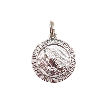 Rembrandt 925 Sterling Silver Vintage Family Prays Together Mini Charm Pendant