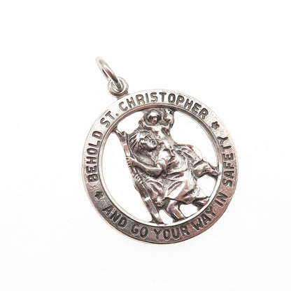 Chapel 925 Sterling Silver Antique Art Deco St. Christopher Charm Pendant