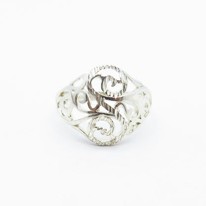 925 Sterling Silver Vintage Swirl Ring Size 8