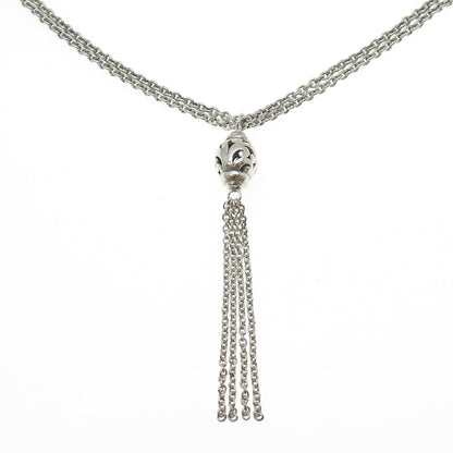 LOIS HILL 925 Sterling Silver Vintage Tassel Cable Chain Necklace 16-18"