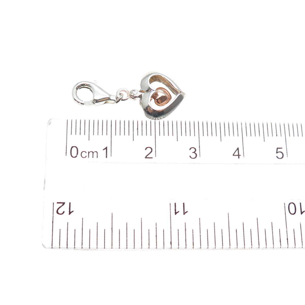 925 Sterling Silver 2-Tone Vintage Transformer Heart Lobster Lock Charm Pendant