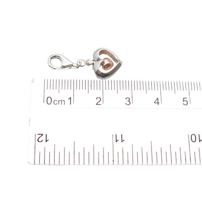 925 Sterling Silver 2-Tone Vintage Transformer Heart Lobster Lock Charm Pendant