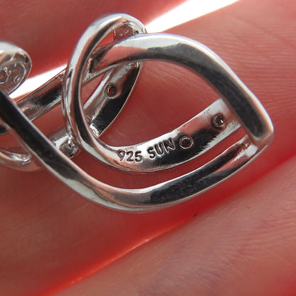 SUN 925 Sterling Silver Real Round-Cut Diamond Twisted Pendant