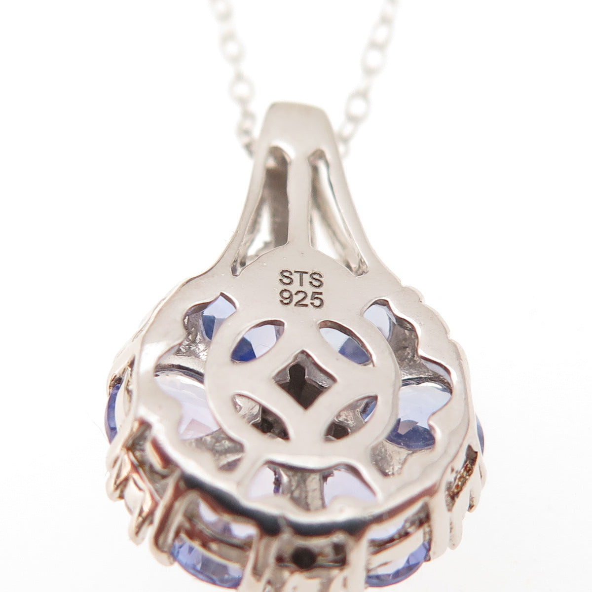 Chuck Clemency 925 Sterling Silver Real Tanzanite White Topaz Chain Necklace 20"