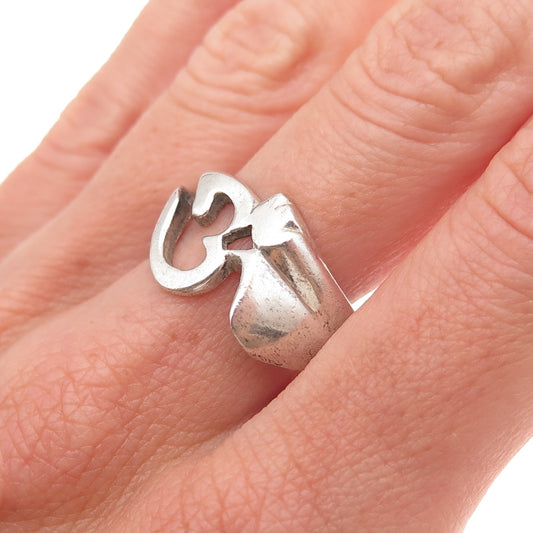 925 Sterling Silver Vintage Om Mantra Oxidized Ring Size 11