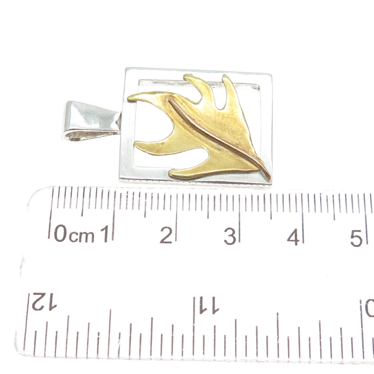 925 Sterling Silver 2-Tone Vintage Oak Leaf Pendant
