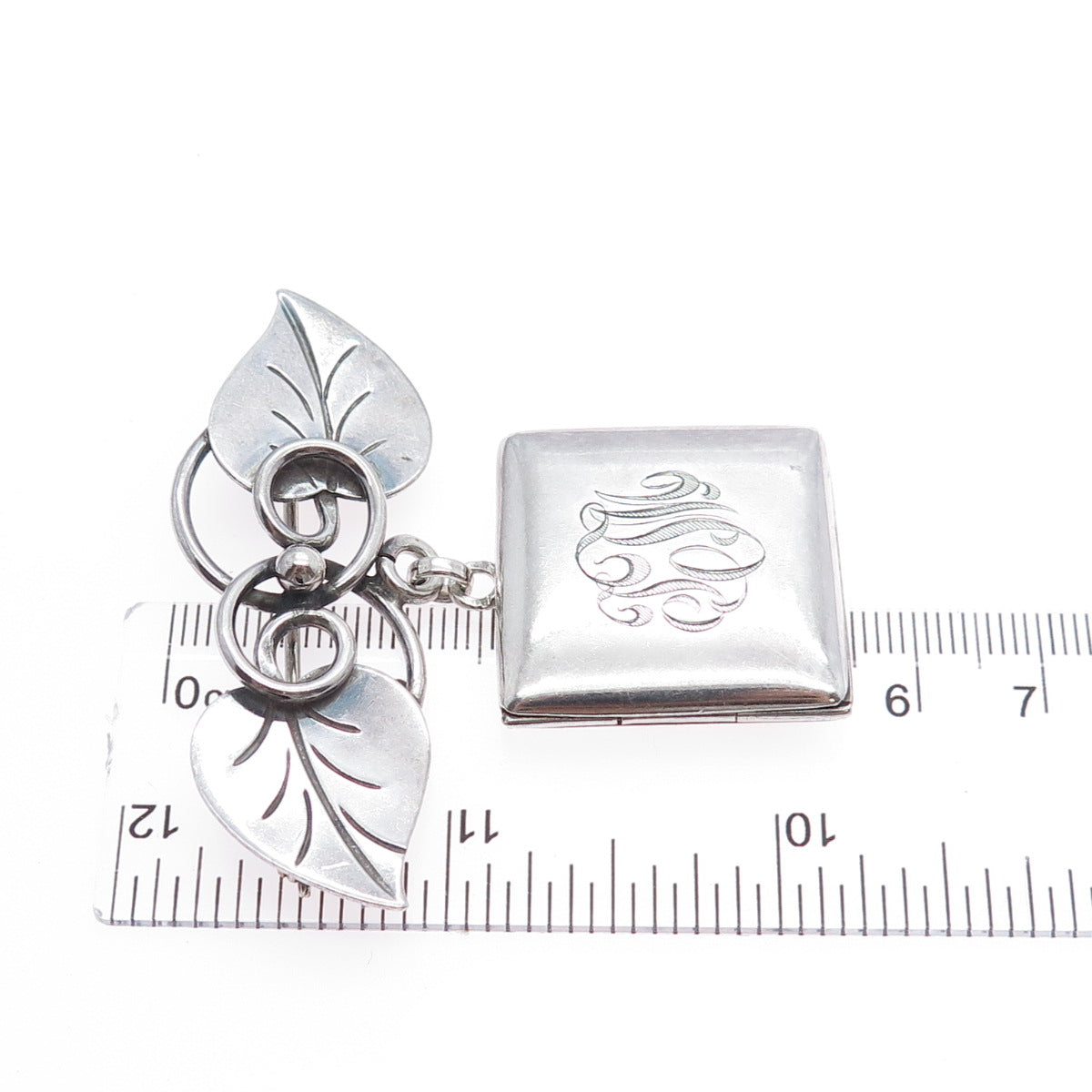R. BLACKINTON GEORG JENSEN 925 Sterling Silver Antique Floral Locket Brooch #113