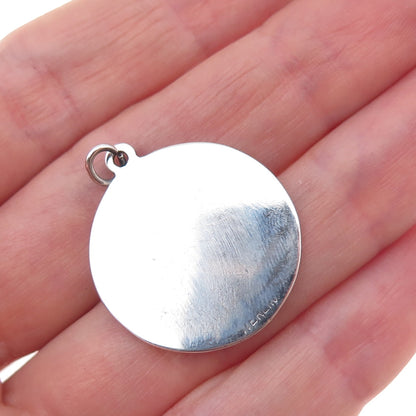 925 Sterling Silver Vintage Confirmation Religious Oxidized Charm Pendant