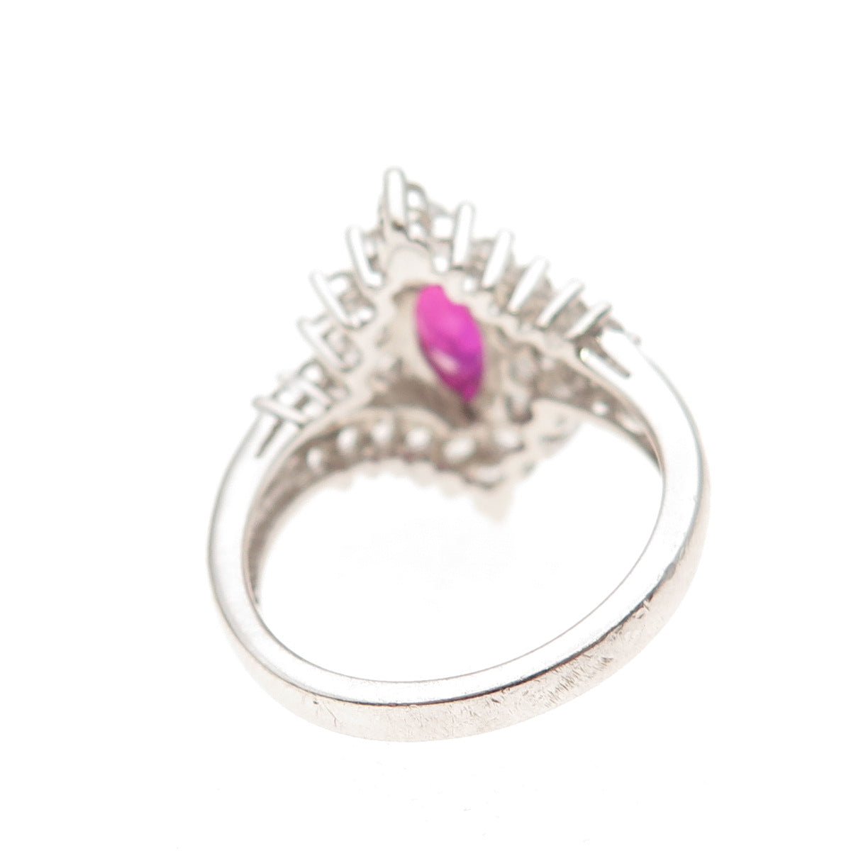 JH Young 925 Sterling Silver Lab-Created Ruby Real White Topaz Ring Size 7