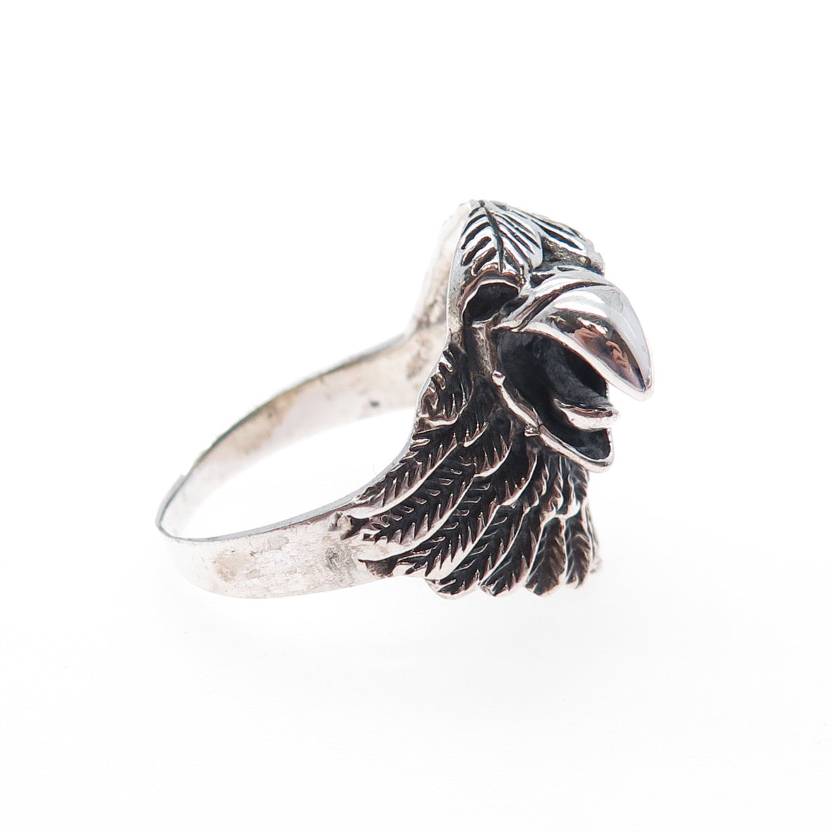 925 Sterling Silver Vintage Eagle Bird Oxidized Ring Size 11.5