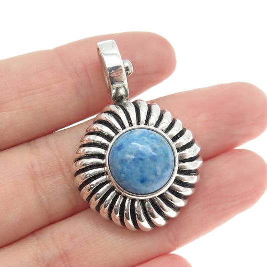 ESPO SIG Joseph Esposito Sterling Silver Vintage Real Denim Lapis Snap Pendant