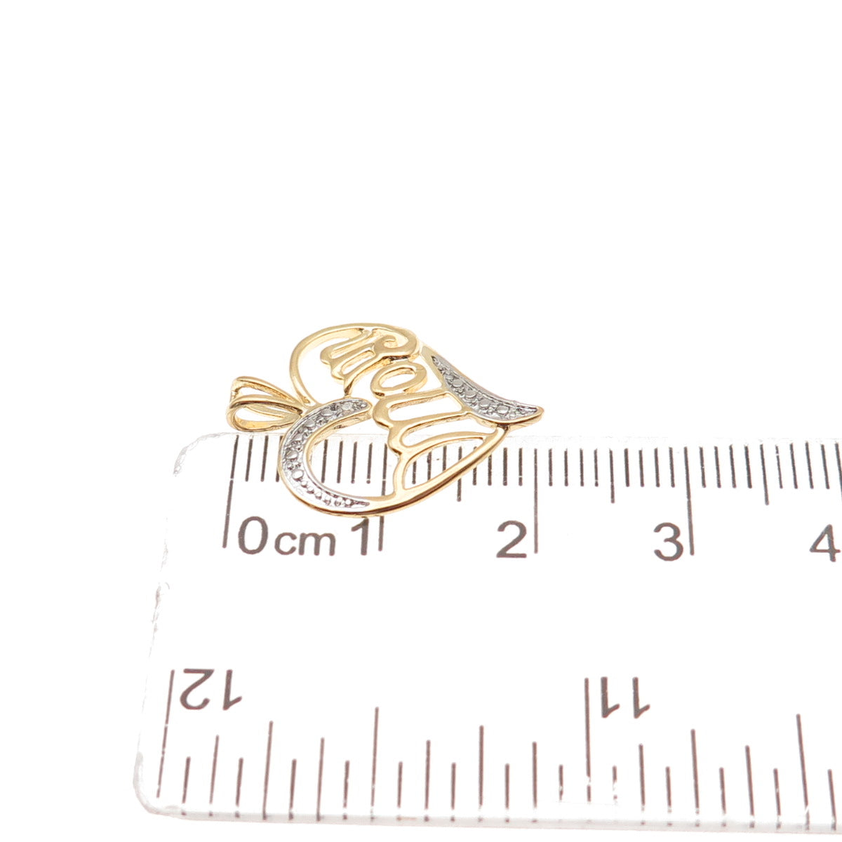 MICHAEL ANTHONY Sterling Gold Plated Real Diamond Accent Mom Heart Mini Pendant