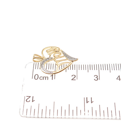 MICHAEL ANTHONY Sterling Gold Plated Real Diamond Accent Mom Heart Mini Pendant