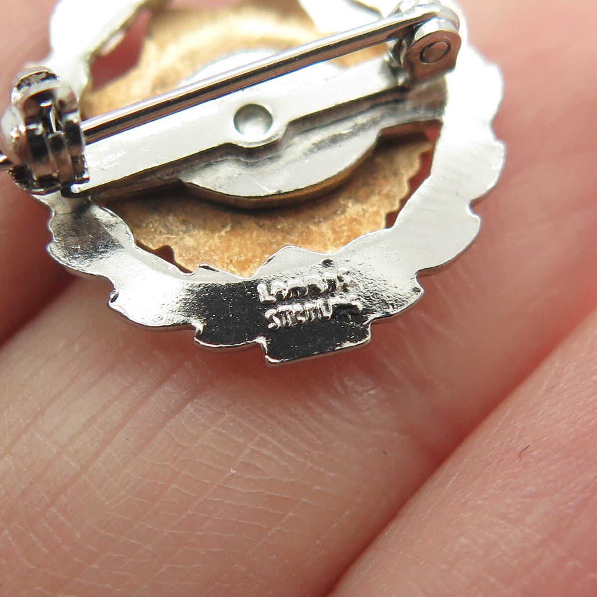 LAMORE 925 Sterling Silver Antique Art Deco Enamel Ladies Auxiliary Award Brooch